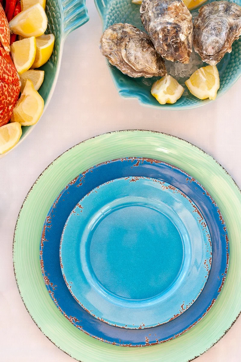 Plato Postre Melamina Azul