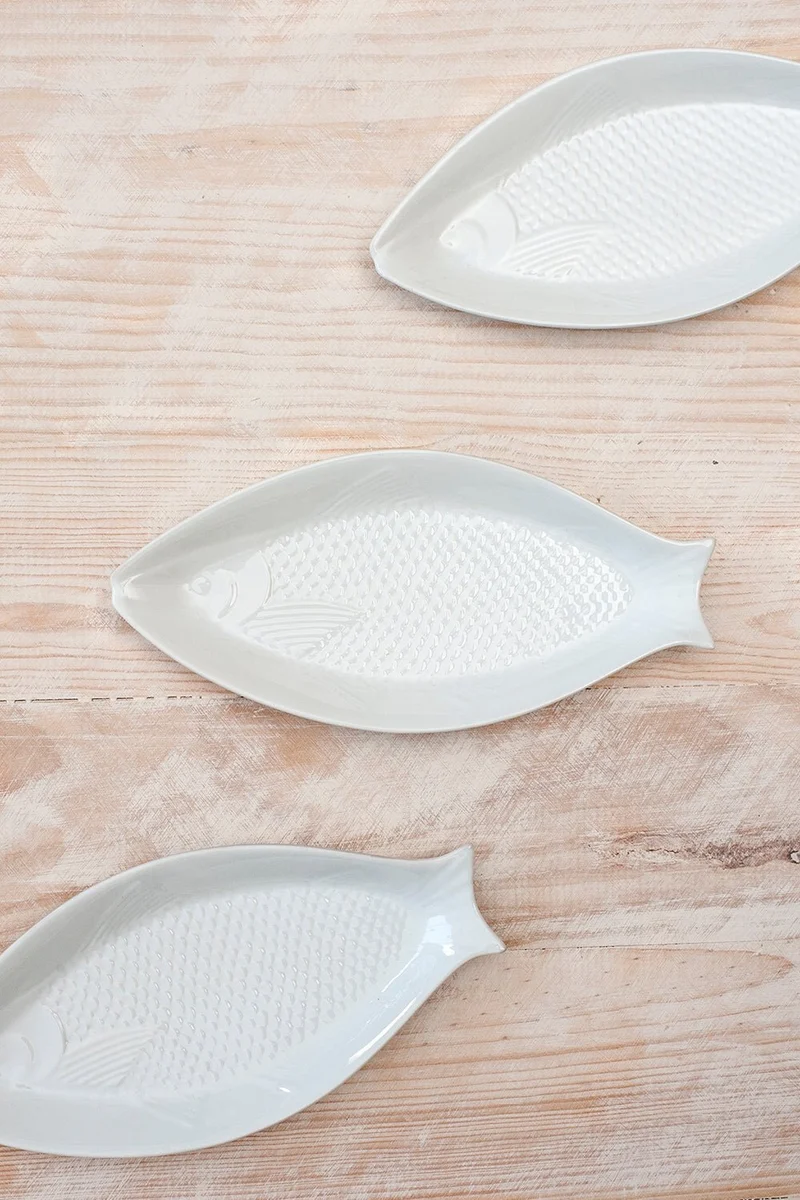 Plato Pez Cerámica Blanco