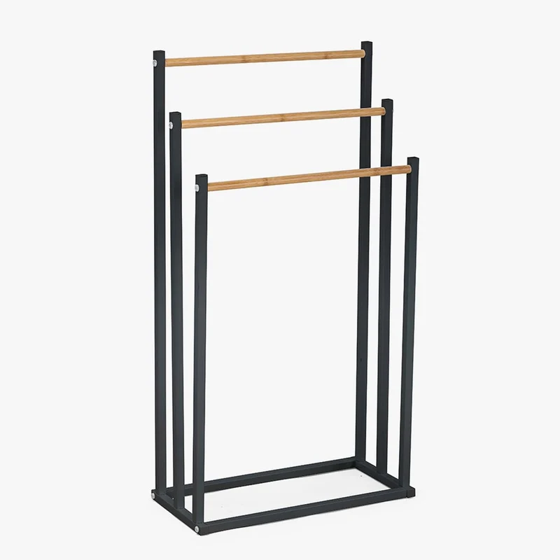 Toalheiro de chão WOOD Preto 22x45cm
