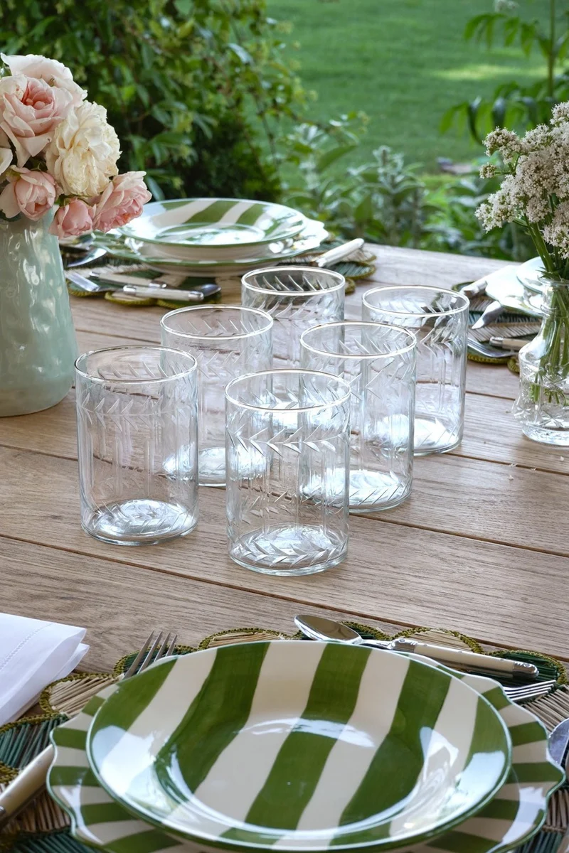 Set 6 Vasos Grandes Cristal Tallado