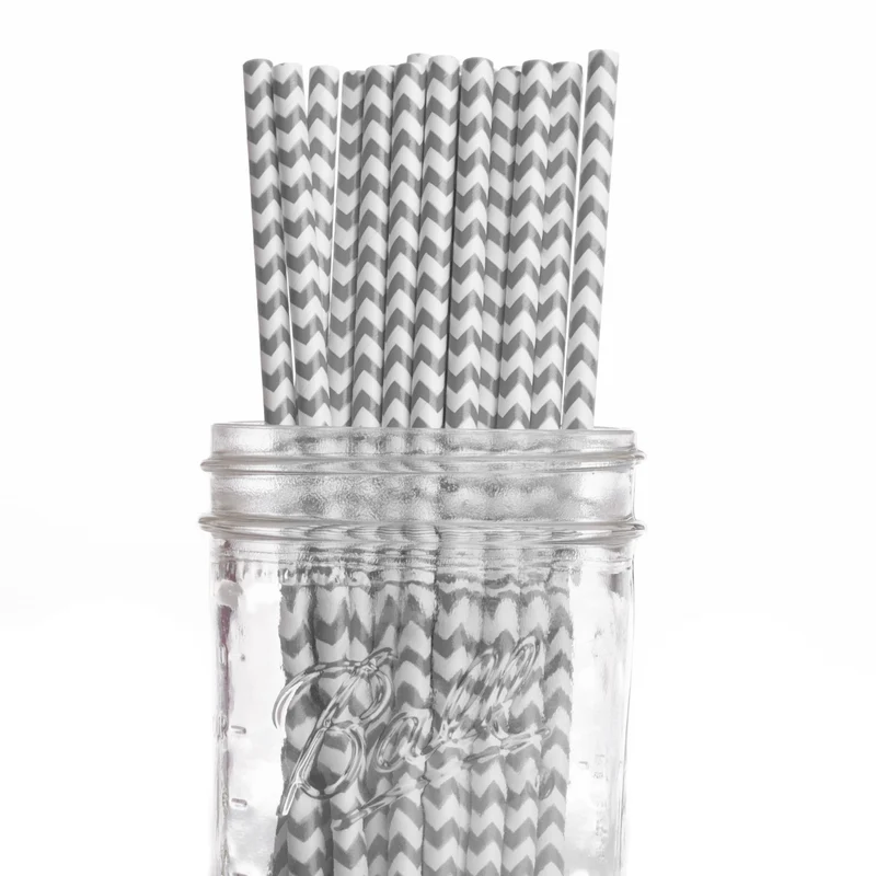 Pajitas vintage chevron gris 25 uds. de Dress my Cupcake