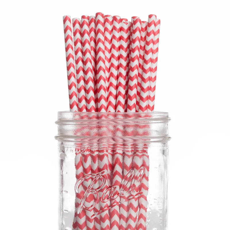 Pajitas vintage chevron rojas 25 uds. de Dress my Cupcake