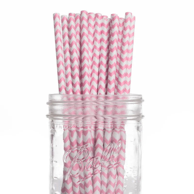 Pajitas vintage chevron rosa chicle 25 uds. de Dress my Cupcake