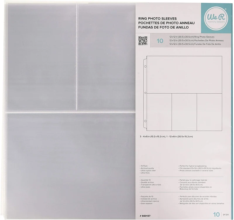 Fundas para Project Life 12"x12"- 4 bolsillos Ring Photo Sleeves
