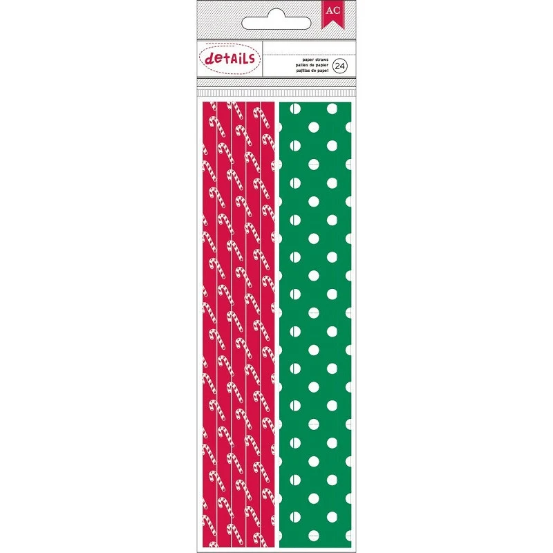 Pajitas de Navidad Candy Cane y Lunares en Verde