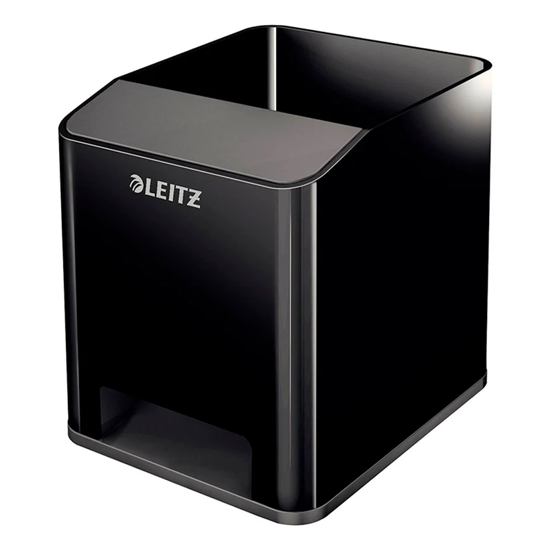 LEITZ Sound Wow - Cubilete Portalápices con Amplificador de Sonido, Negro