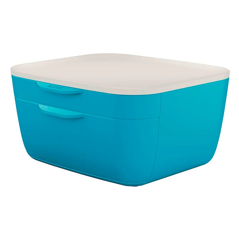 LEITZ Cosy - Cajonera de Sobremesa con 2 Compartimentos y Bandeja Superior, Azul