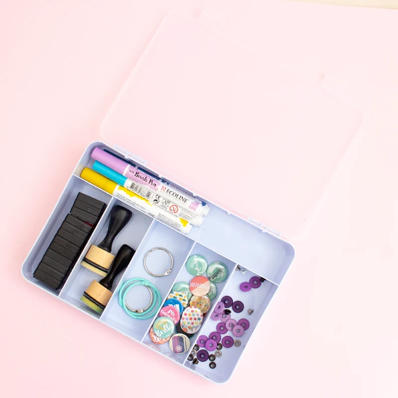Caja con compartimentos Kimidori Colors Azul lavanda