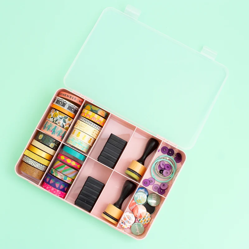 Caja con compartimentos Kimidori Colors Rosa