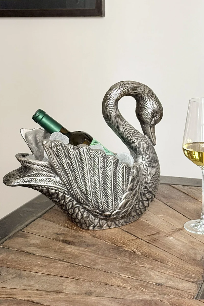Champanera Plateada Diseño Cisne