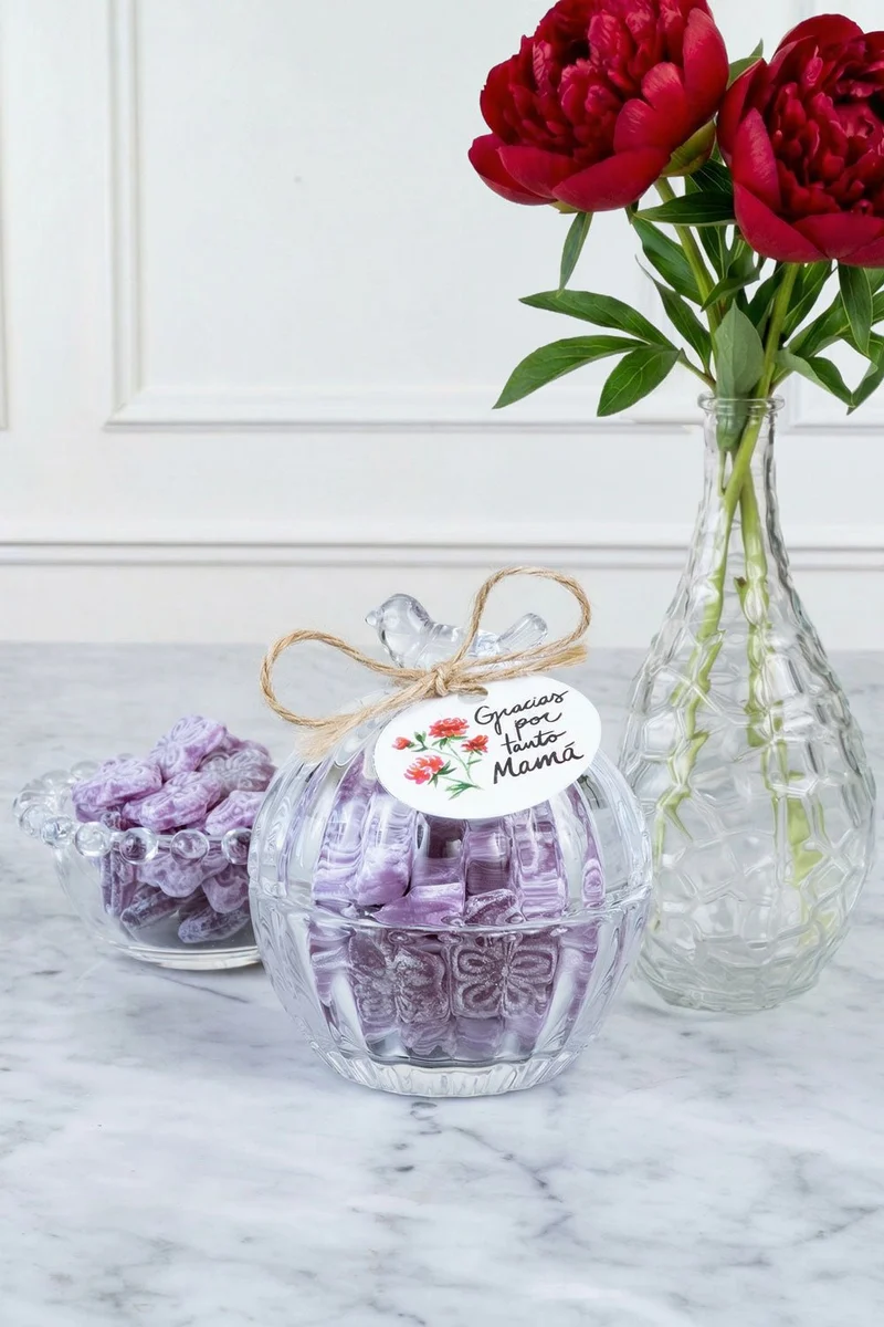 Mini Cofre Pájaro Con Violetas Para La Mejor Madre