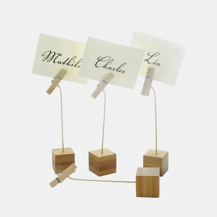 Soporte para tarjetas de bambú. 2.5 x 2.5 x 12 cm - 144 Uds.