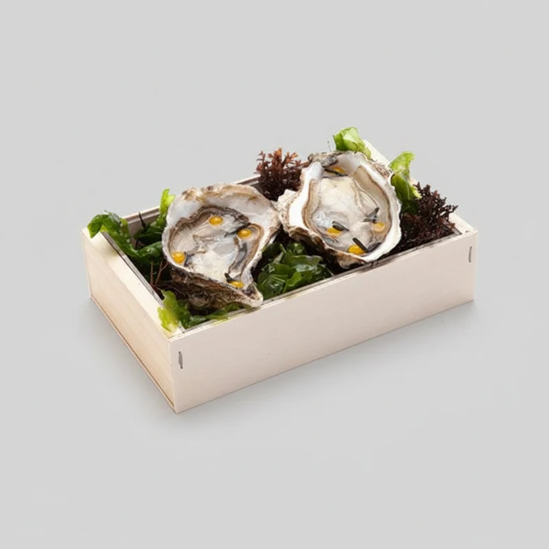 Caja madera marisco. 21 x 13 x 5 cm - 8 Uds.