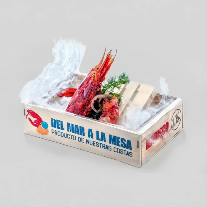 Caja madera marisco impresa 21 x 13 x 5 cm - 8 Uds.