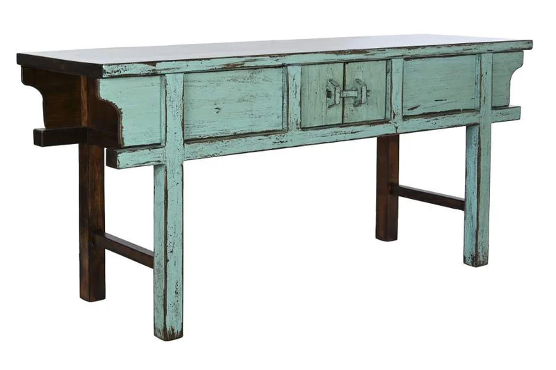 CONSOLA OLMO MACIZO 170X49X88 DECAPE TURQUESA