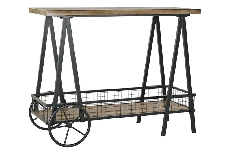 CONSOLA METAL ABETO 100X45X81 RUEDAS NATURAL