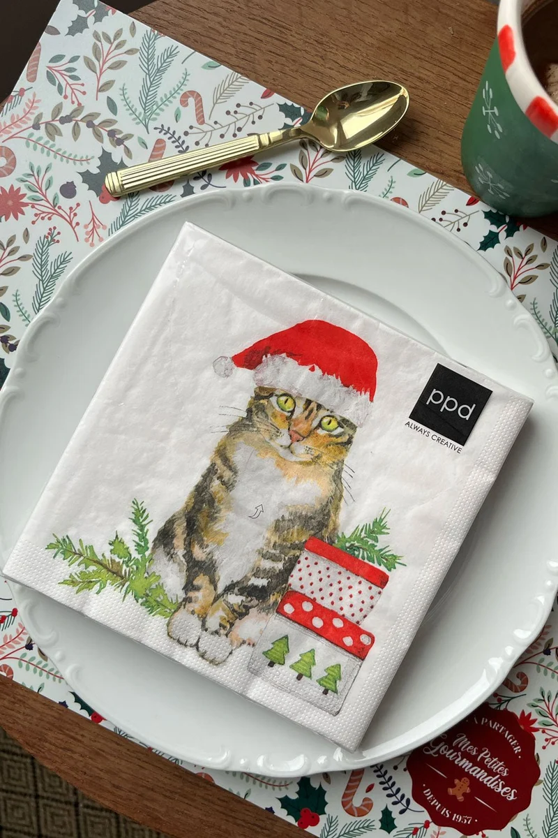 Servilletas Gato de Navidad Grandes