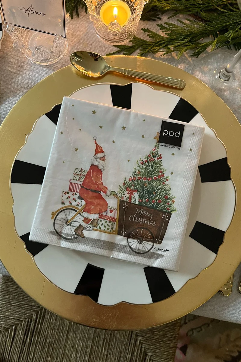 Servilletas Papa Noel en Bicicleta Grandes