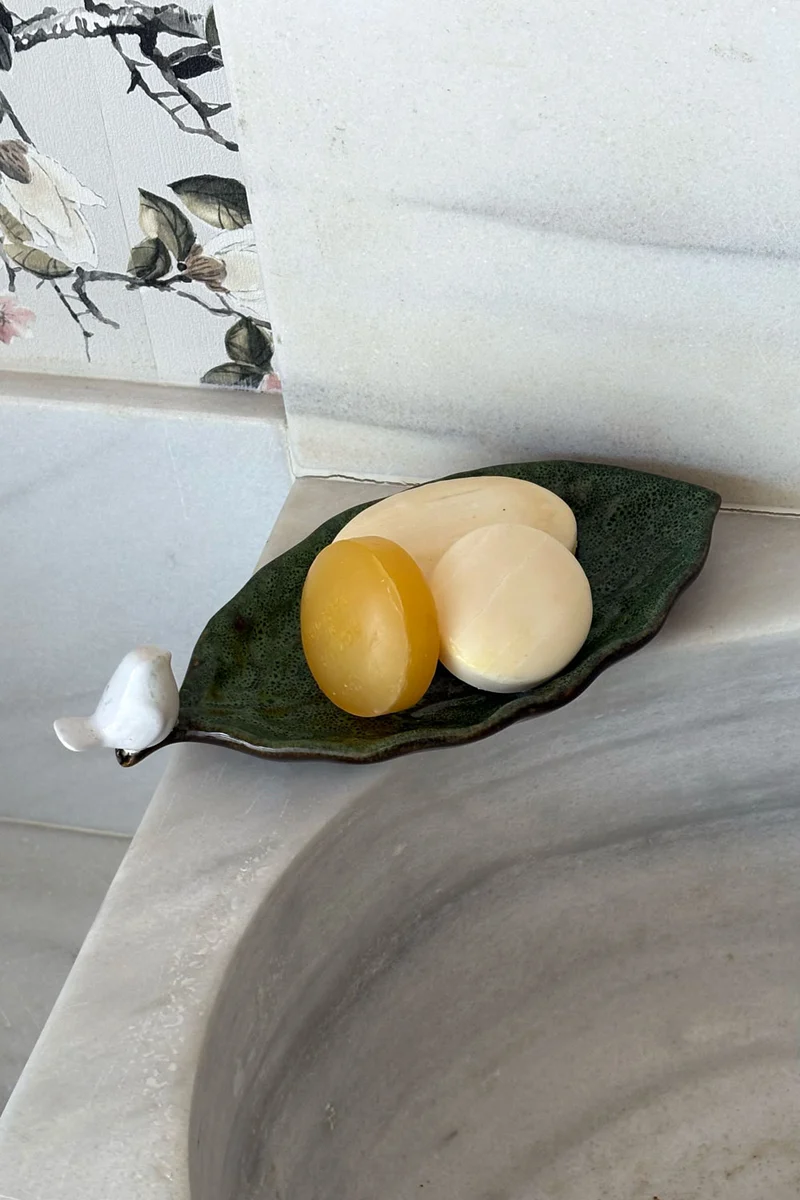 Bandeja Con Diseño De Hoja Y Figura De Pájaro
