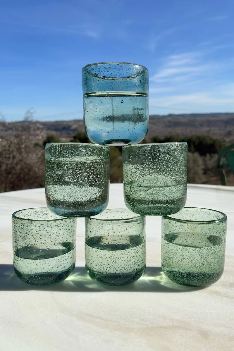 Set De 6 Vasos Verdes Diseño Burbujas