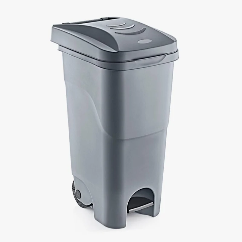 Balde do Lixo de Exterior WHEELIE com Rodas Cinza 85L