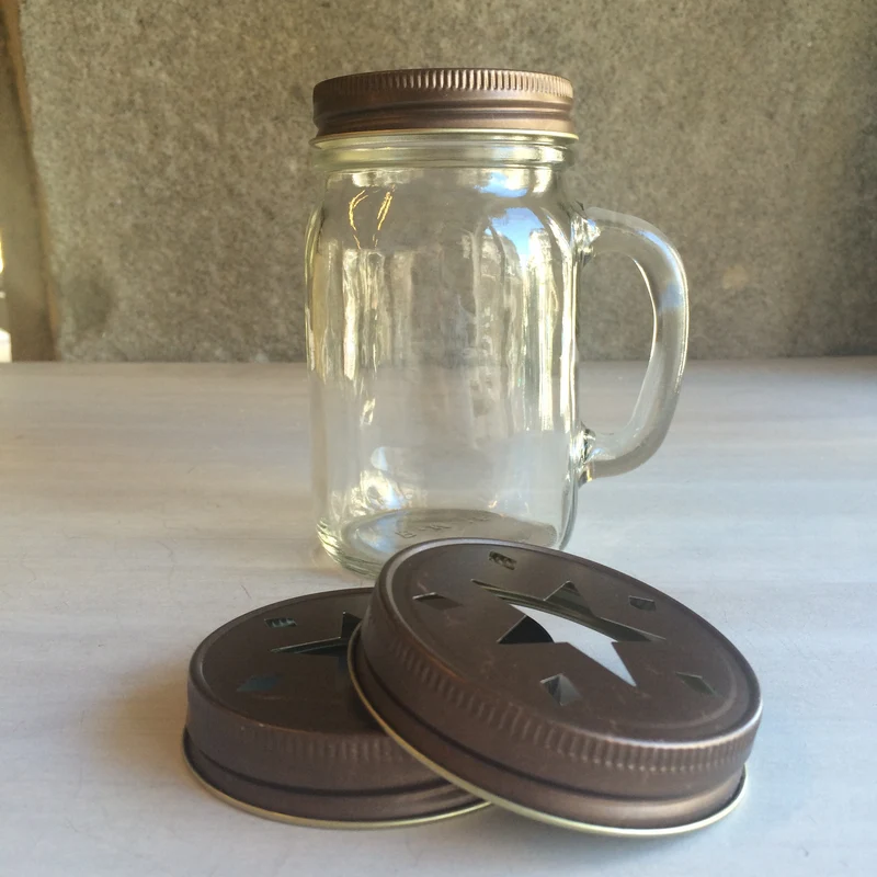 Tapa Mason Jar Rustic Bronze Star