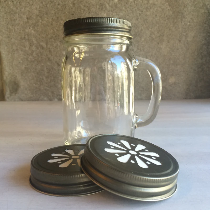 Tapa Mason Jar Antique Gold Daisy