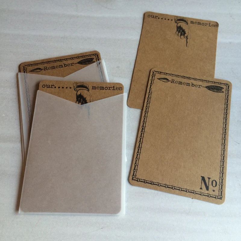 Etiquetas de craft con sobre de papel vegetal. Craft & Vintage