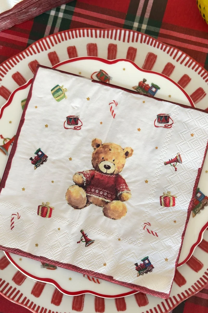 Servilletas De Papel Diseño Oso Navidad