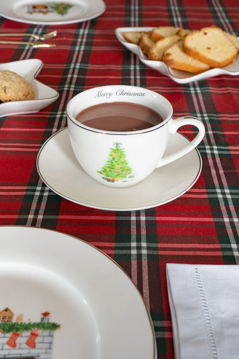 Taza Y Plato Con Diseño De Árbol Navidad CO