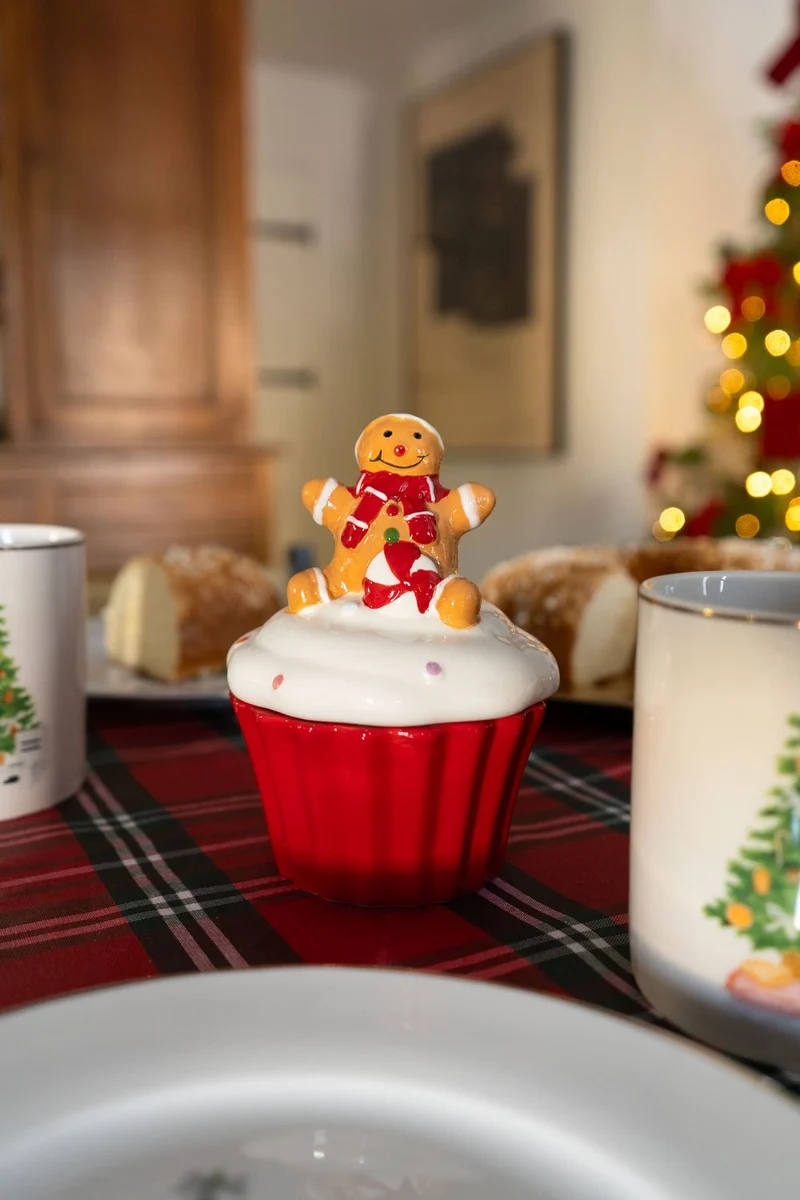 Recipiente Con Tapa Diseño Cupcake Navidad
