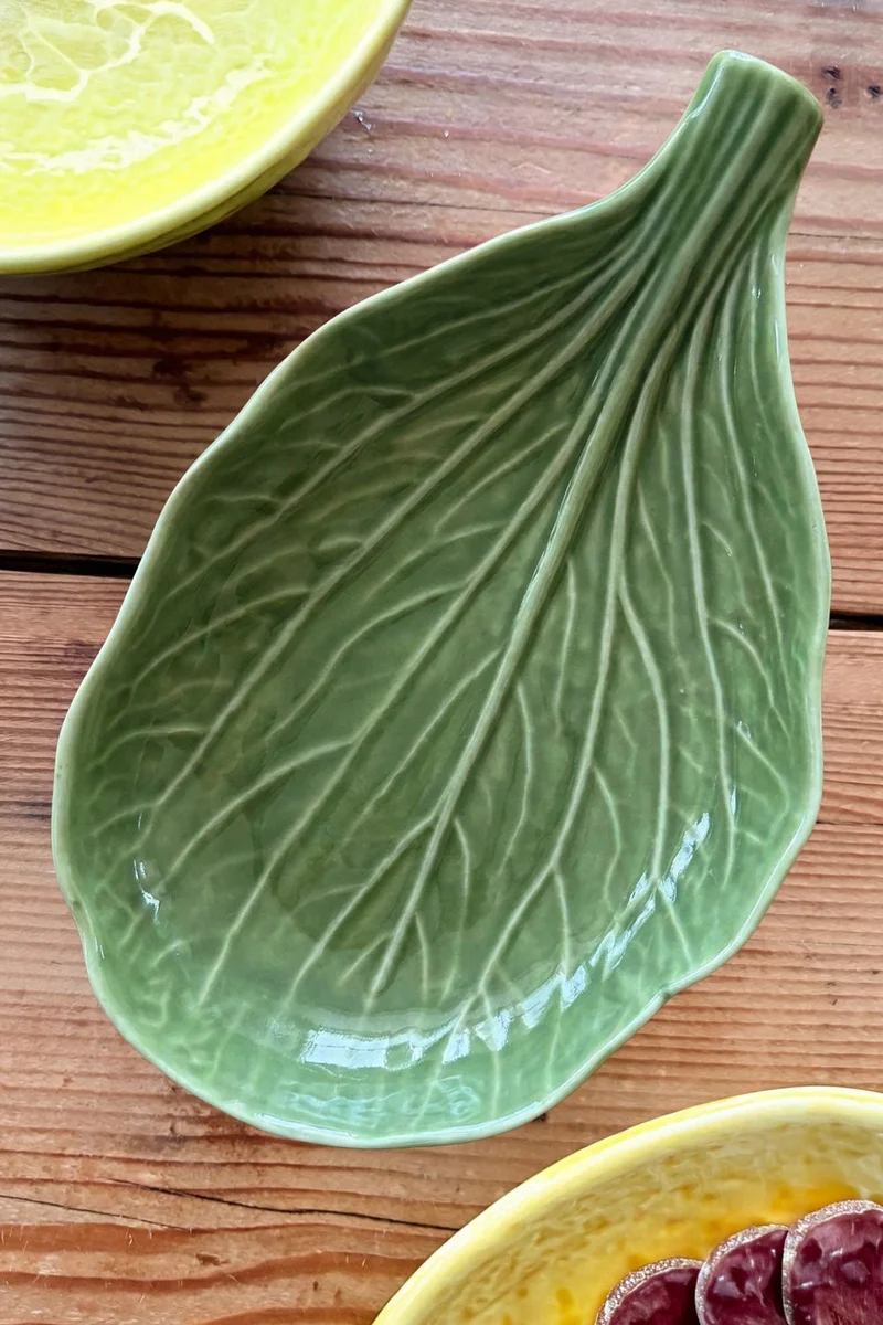 Cuenco De Cerámica Diseño Hoja De Col Grande
