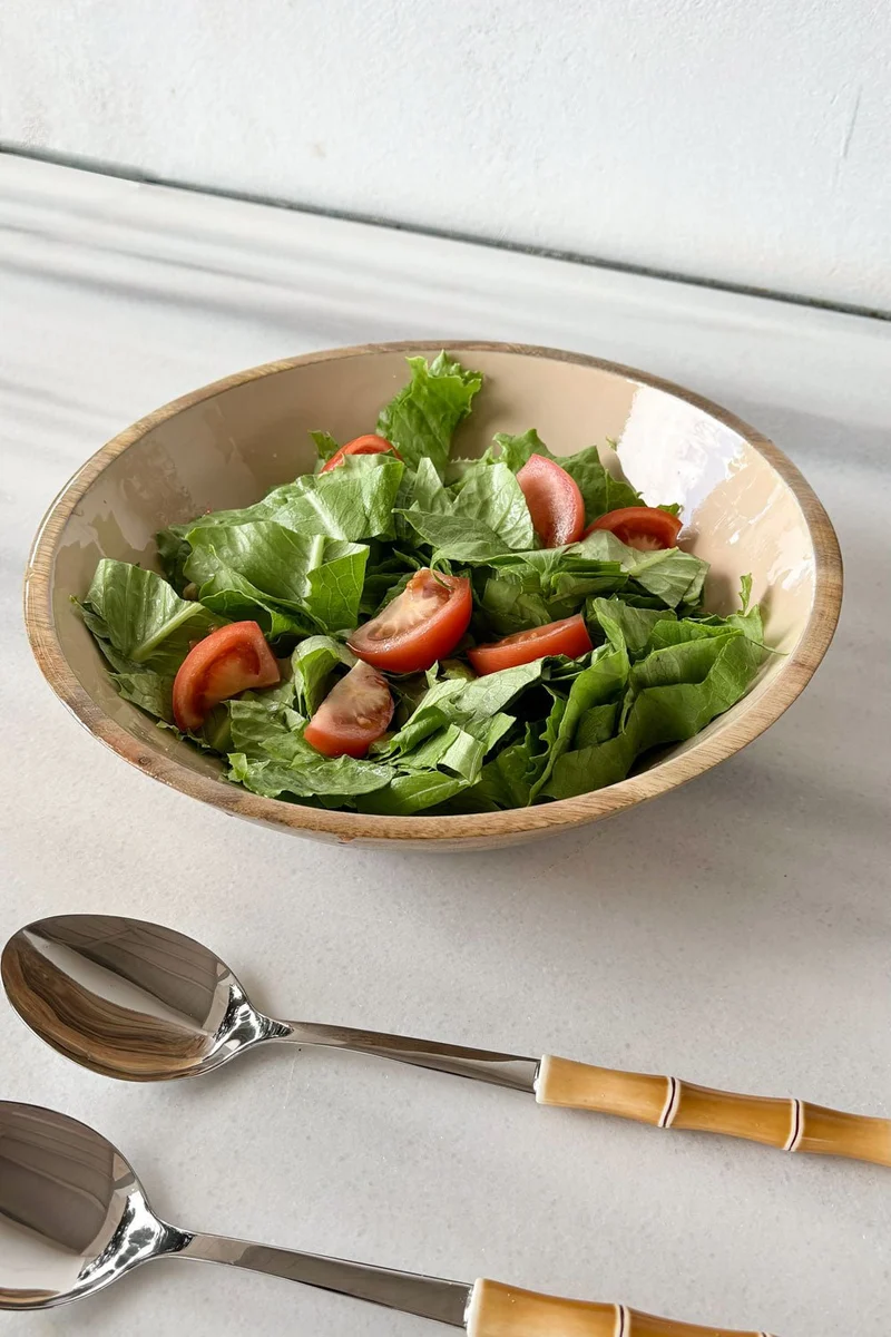 Ensaladera De Madera Crema