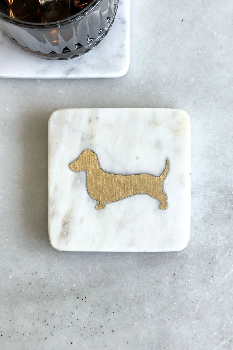Posavasos Cuadrado De Mármol Blanco Diseño Teckel