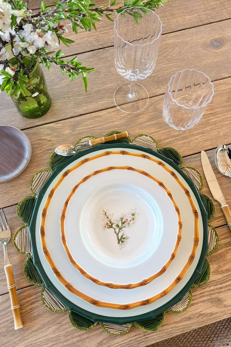 Plato De Postre Diseño Bambú & Flor Almendro