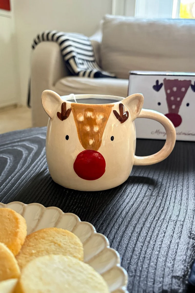 Taza Con Diseño De Reno Navidad