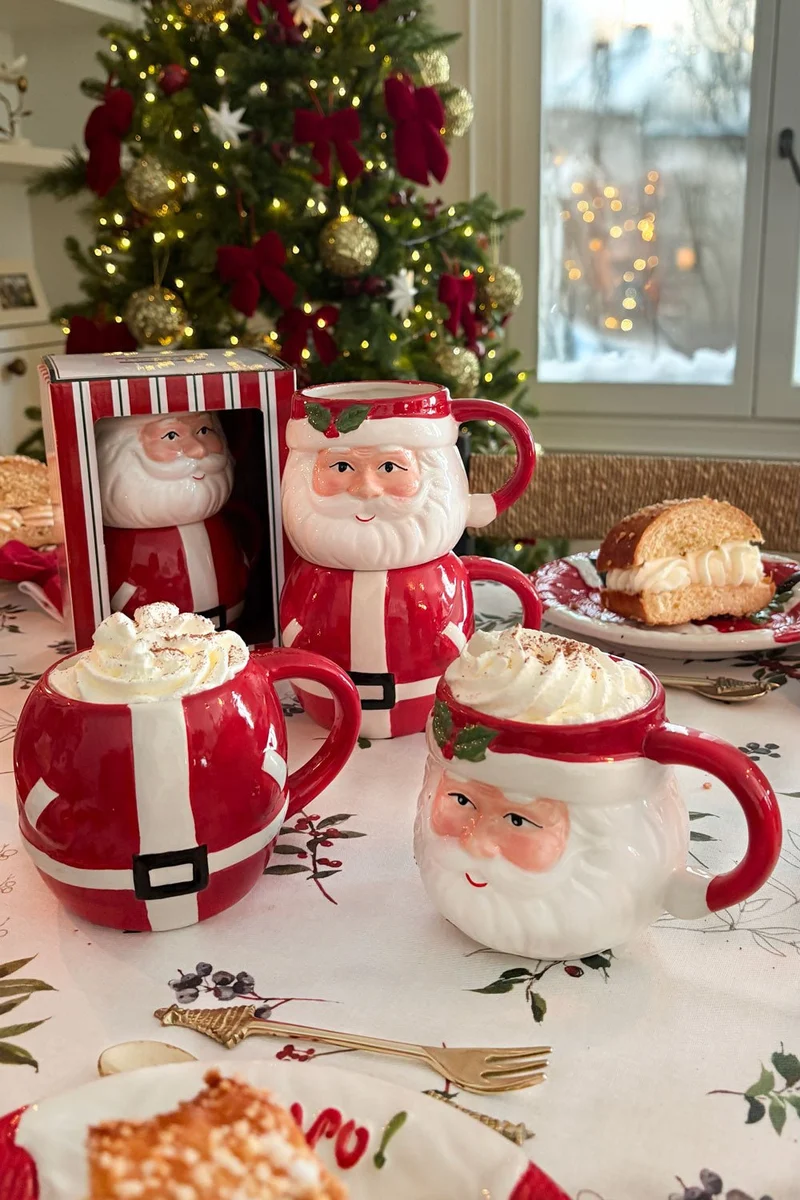 Set De Dos Tazas Con Diseño De Papá Noel