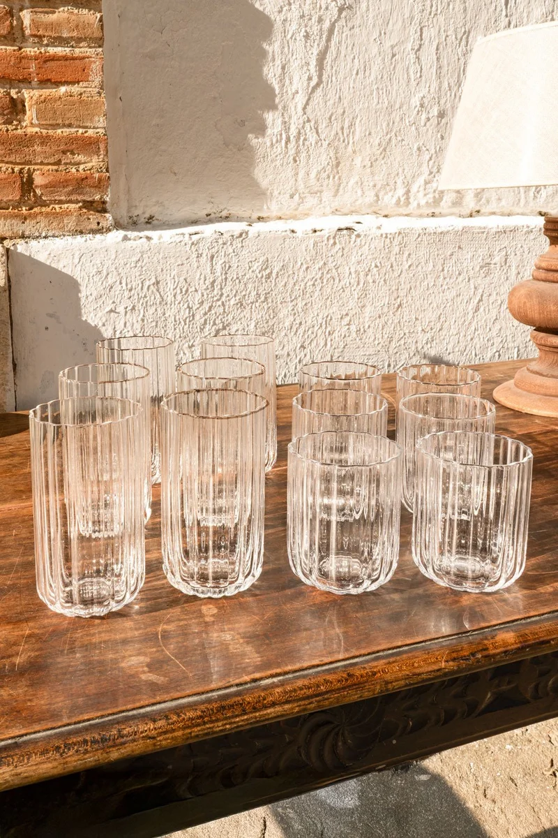 Set 12 Vasos Cristal Ondas