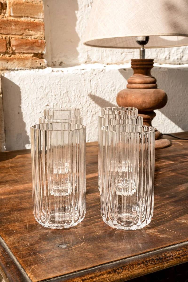Set 6 Vasos Cristal Ondas Grandes