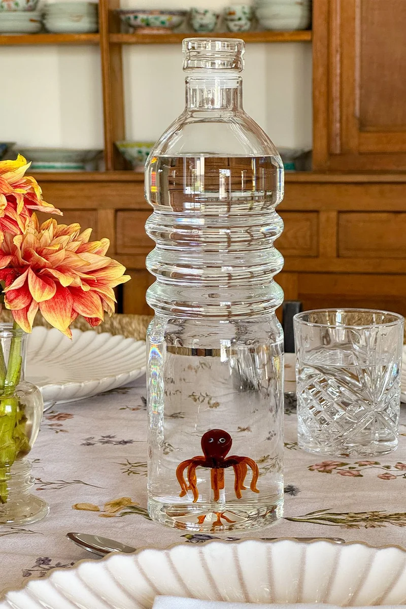 Botella De Cristal Con Figura Pulpo
