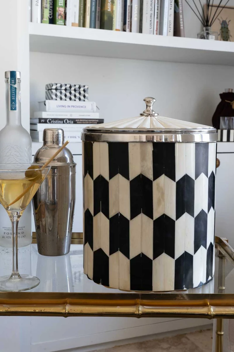 Cubitera De Hueso Con Diseño De Flechas Blancas Y Negras Grande