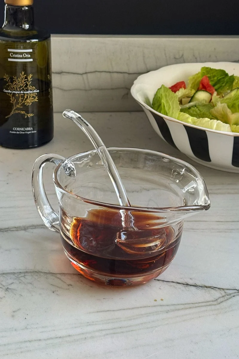 Salsera De Cristal Con Cuchara Y Asa