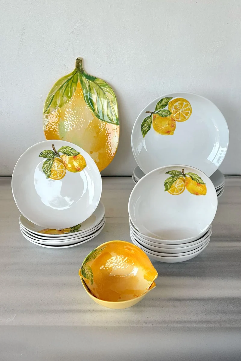 Vajilla Completa Melamina Limones 6 Personas