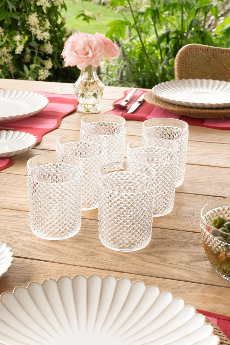 Set 6 Vasos Acrílicos Picos Transparentes