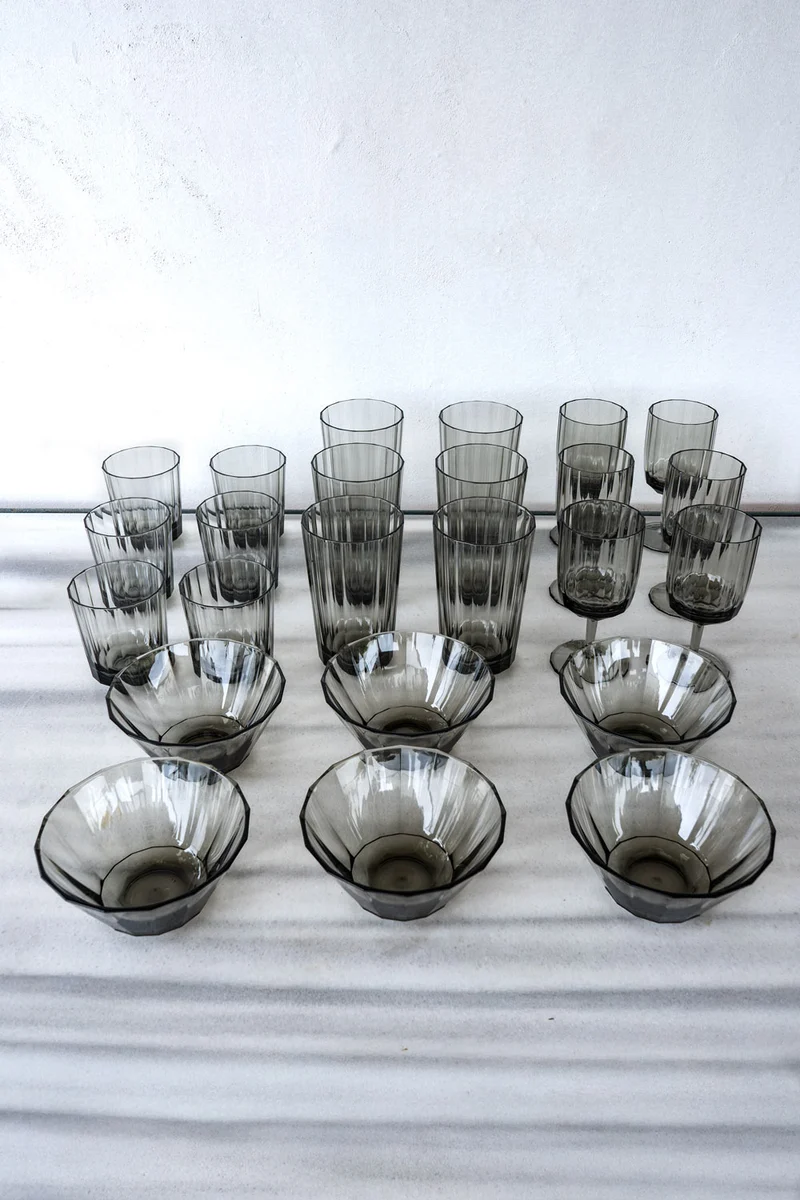 Set 24 Piezas Cristalería Acrílica Gris