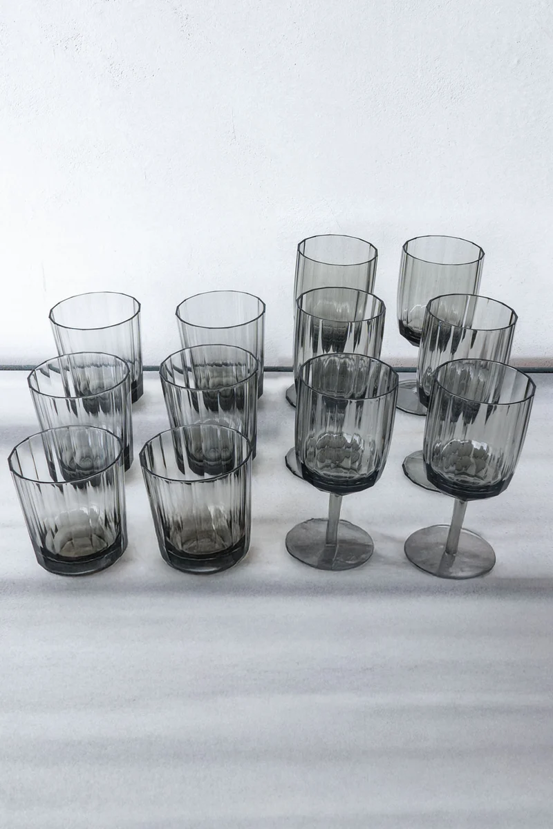 Set 12 Piezas Cristalería Acrílica Gris