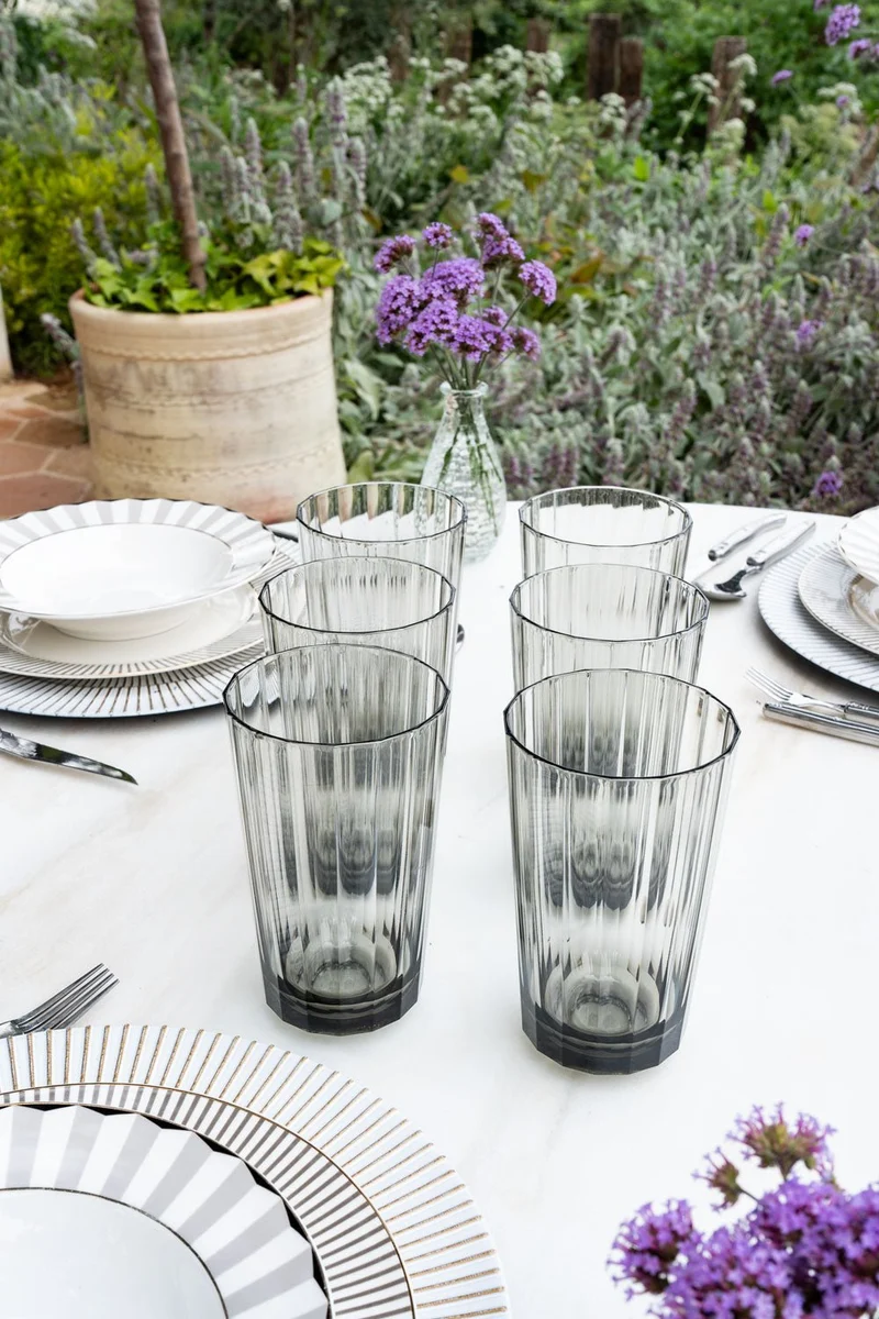 Set 6 Vasos Acrílicos Grises Grandes