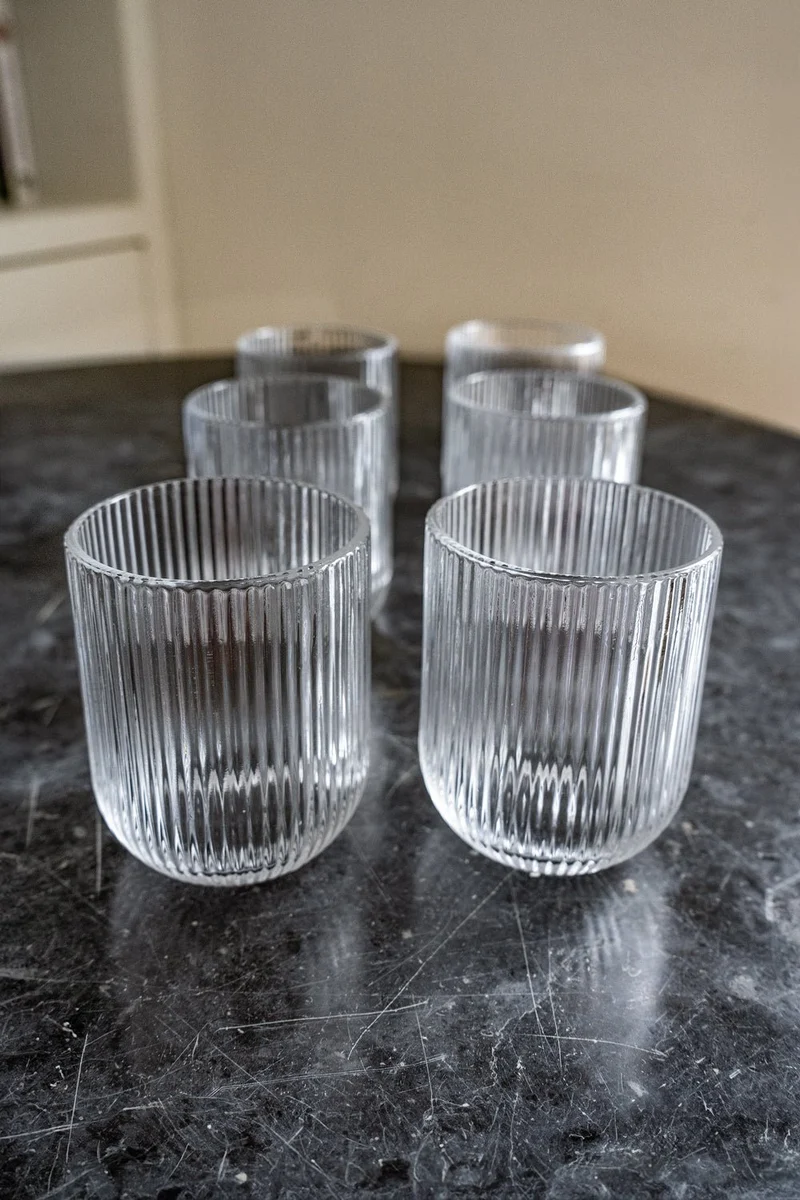 Set De 6 Vasos De Cristal Tallados Transparentes