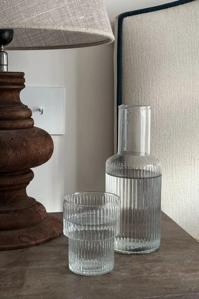 Set De Jarra Y Vaso De Cristal Tallado