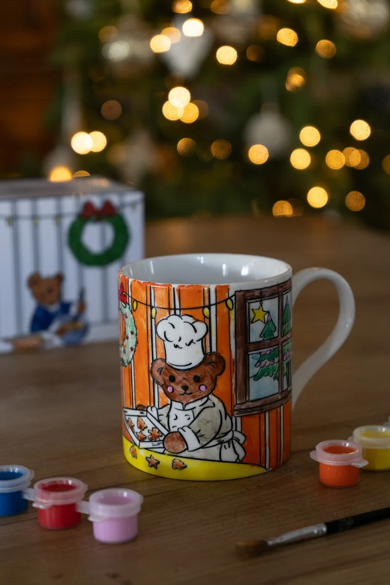 Mug Coloreable Con Diseño De Oso Chef Especial Navidad